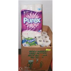 LOT OF PAPER PRODUCTS INCL TOILET PAPER/KLEENEX