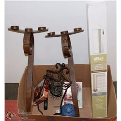 LOT OF DECOR  LARGE SCONCES 28" LONG, VASE