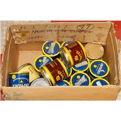 BOX OF 15 TOBACCO TINS