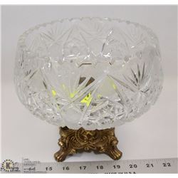 VINTAGE CRYSTAL CLEAR DISH COMPOTE ON