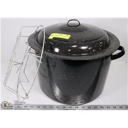 LARGE ENAMEL CANNING POT WITH METAL INSERT