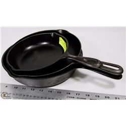 SET OF 3 CAST IRON FRY PANS, 8" AND 10"