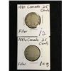 Image 1 : 1880H AND 1881H CANADA 25 CENTS LOT OF 2 COINS!