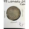 Image 1 : 1899 CANADA 25 CENTS! NICE GRADE!