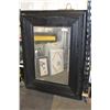 Image 1 : LARGE BLACK FRAMED BEVELLED WALL MIRROR AS FOUND