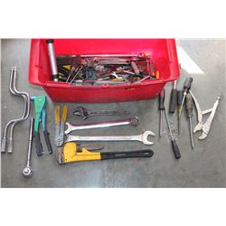 BLACK AND RED TOOLBOX WITH CONTENTS