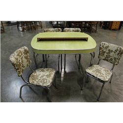 GREEN ARBORITE RETRO TABLE AND FOUR CHAIRS