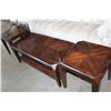 Image 2 : NEW HOME ELEGANCE MODERN 3 PIECE MAHOGANY COFFEE TABLE SET, RETAIL $399