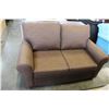 Image 1 : NEW SEARS HOME COLLECTION MODERN BROWN FABRIC LOVESEAT, ROLLED ARM REMOVABLE CUSHIONS, MADE IN CANAD