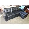 Image 1 : AS NEW HOME ELEGANCE BLACK GEL LEATHER SOFA WITH MOVEABLE CHAISE LOUNGE, MINOR SHIPPING DAMAGE, RETA
