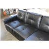 Image 3 : AS NEW HOME ELEGANCE BLACK GEL LEATHER SOFA WITH MOVEABLE CHAISE LOUNGE, MINOR SHIPPING DAMAGE, RETA