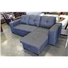 Image 1 : NEW HOME ELEGANCE FLOOR MODEL MODERN GREY FABRIC SOFA WITH CHAISE LOUNGE AND PULL OUT BED, RETAIL $1
