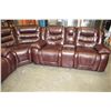 Image 2 : AS NEW BROWN LEATHER RECLINING SOFA AND LOVESEAT WITH CONSOLE AND CORNER WEDGE