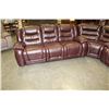 Image 3 : AS NEW BROWN LEATHER RECLINING SOFA AND LOVESEAT WITH CONSOLE AND CORNER WEDGE