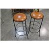 Image 1 : TWO LEATHER AND METAL BAR STOOLS