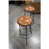 Image 2 : TWO LEATHER AND METAL BAR STOOLS