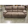 Image 1 : NEW ASHLEY LIGHT BROWN MICROSUEDE POWER RECLINE SOFA, RETAIL $2699