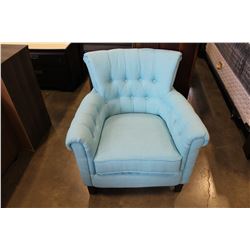 NEW HOME ELEGANCE TEAL TUFTED ACCENT ARM CHAIR, RETAIL $399