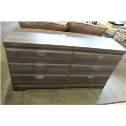 NEW DYNAMIC FURNITURE MODERN GREY CYPRESS SIZ DRAWER DRESSER, RETAIL $699