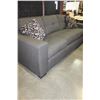 Image 2 : NEW HOME ELEGANCE GREY TUFTED MODERN SQUARE ARM SOFA WITH 2 THROW PILLOWS, MISMATCHED CUSHION, RETAI