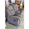 Image 2 : BROWN MICROFIBRE DOUBLE RECLINING LOVESEAT WITH CENTRE CONSOLE
