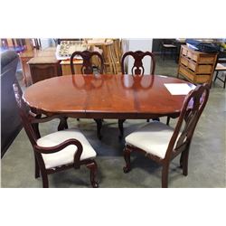 MAHOGANY FINISH DINING TABLE WITH FOUR CHAIRS