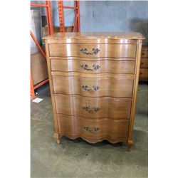 FRENCH PROVINCAL 5 DRAWER SERPENTINE HIGHBOY DRESSER