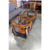Image 2 : OAK GLASSTOP COFFEE TABLE AND ENDTABLE