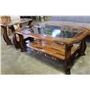 Image 3 : OAK GLASSTOP COFFEE TABLE AND ENDTABLE