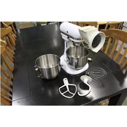 KITCHEN AID MIXER WITH 2 BOWLS AND 4 ATTACHMENTS