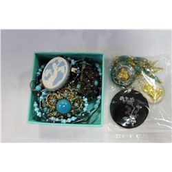 COLLECTION OF TURQUOISE STYLE JEWELLRY CAMEO AND EASTERN JEWELLRY