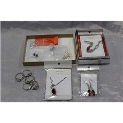 TWO BOXES OF NEW CRYSTAL JEWELLRY AND RINGS