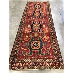 NEW 100% WOOL TABRIZ HAND KNOTTED RED/BLACK/WHITE PERSIAN CARPET, SIZE 3X1.5 METER 45-50 KNOTS/ SQ. 