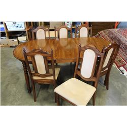 OAK DINING TABLE AND SIX CHAIRS