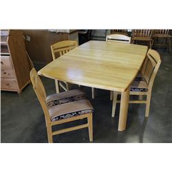 MAPLE DINING TABLE WITH JACK KNIFE LEAF AND FOUR CHAIRS