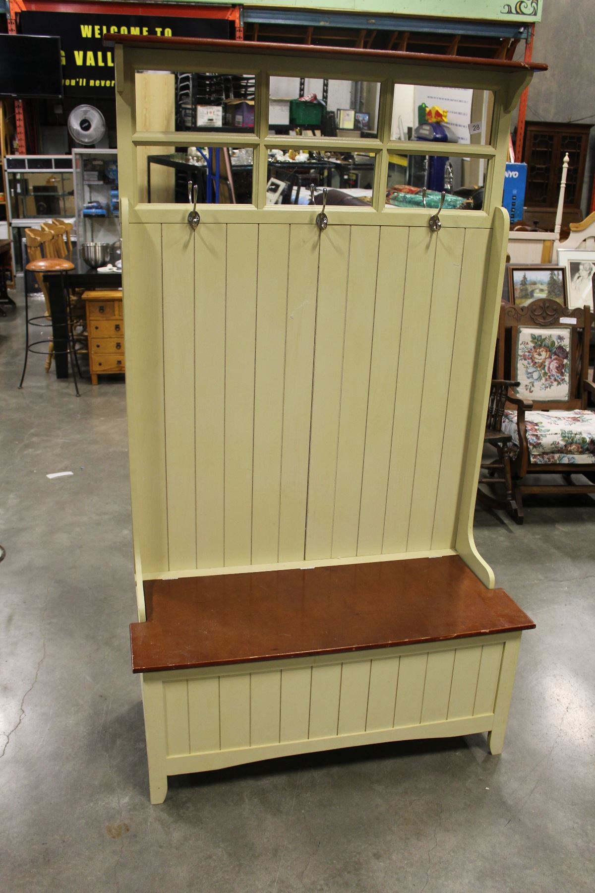 Country Entrance Bench With Coat Rack