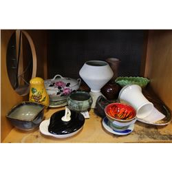 SHELF LOT OF EARLY POTTERY