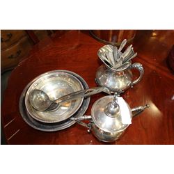 SHELF LOT OF SILVER PLATE