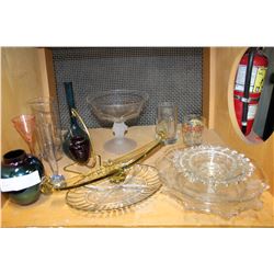 SHELF LOT OF VARIOUS EARLY GLASSWARE