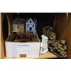 Image 1 : BOX OF WOOD BIRD HOUSE CUCOO CLOCK AND BEAR FIGURES