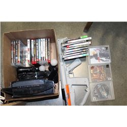 BOX OF PS3 CONTROLLERS AND GAMES