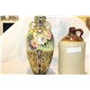 Image 1 : HAND PAINTED VICTORIAN VASE AND WHISKEY CROCK