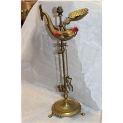 UNUSUAL ANTIQUE BRASS OIL LAMP