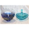 Image 2 : SIGNED ART GLASS BOWL AND LIDDED CANDY DISH