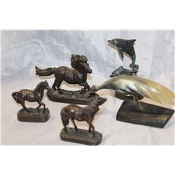 LOT OF BONE AND BRONZE AND ANIMAL FIGURES