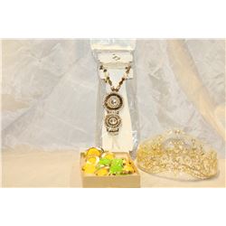 TWO DESIGNER NECKLACES TIERA AND FOOT DECOR