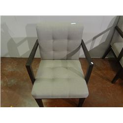 (NEW) Beige Chair Has wooden Arms