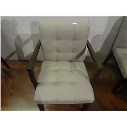 (NEW) Beige Chair has Wooden Arms