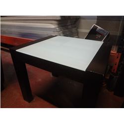 Brown Solid Wood tabels with Frosted Glass Tops