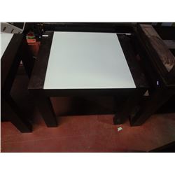 Brown Solid Wood Table with Frosted glass